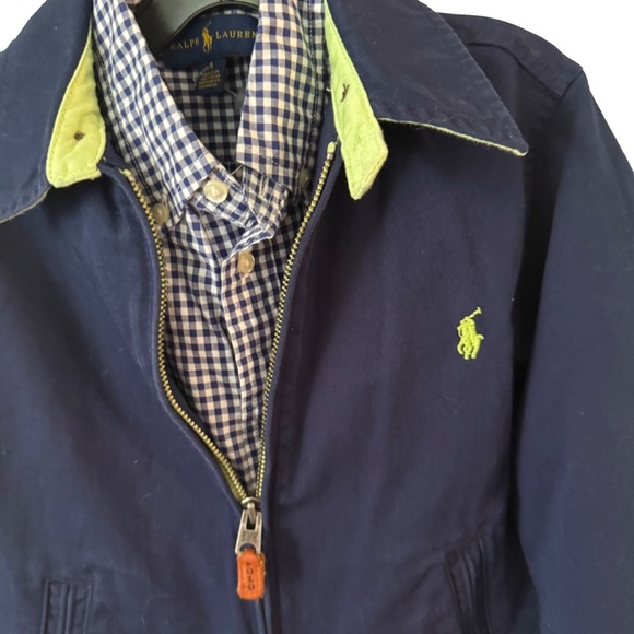 Ralph Lauren Boys Zip Up Blue Jacket & Blue Check Shirt Sz 6, 2 Pcs Set - Picture 2 of 16